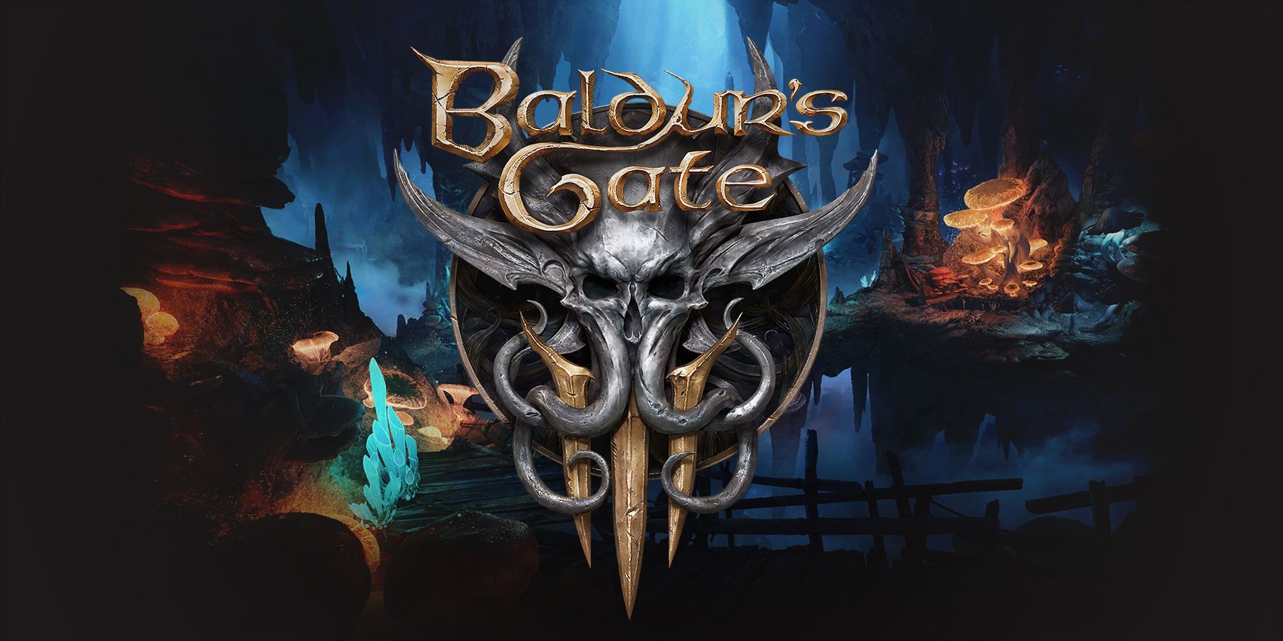 Baldurs Gate 3 logo over Underdark loading screen artwork