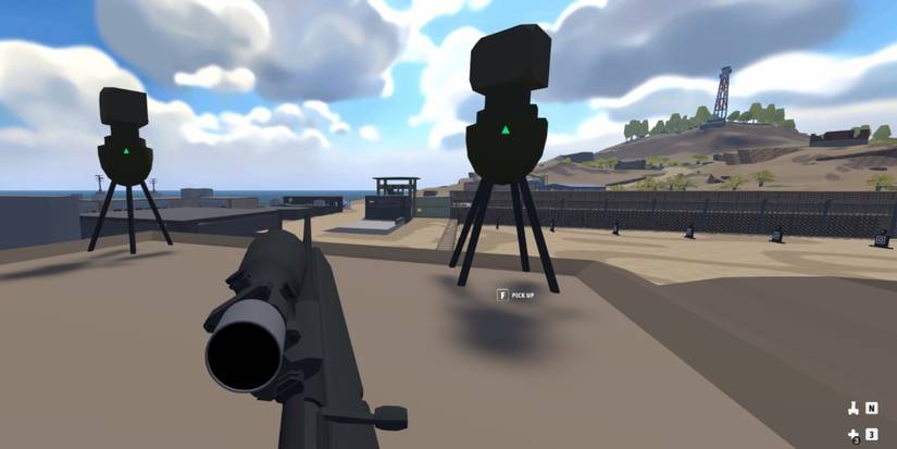 A sniper sitting on a perch with two MDX drone distractions in front of him.