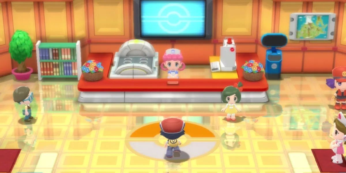 A Player Entering A Pokemon Center