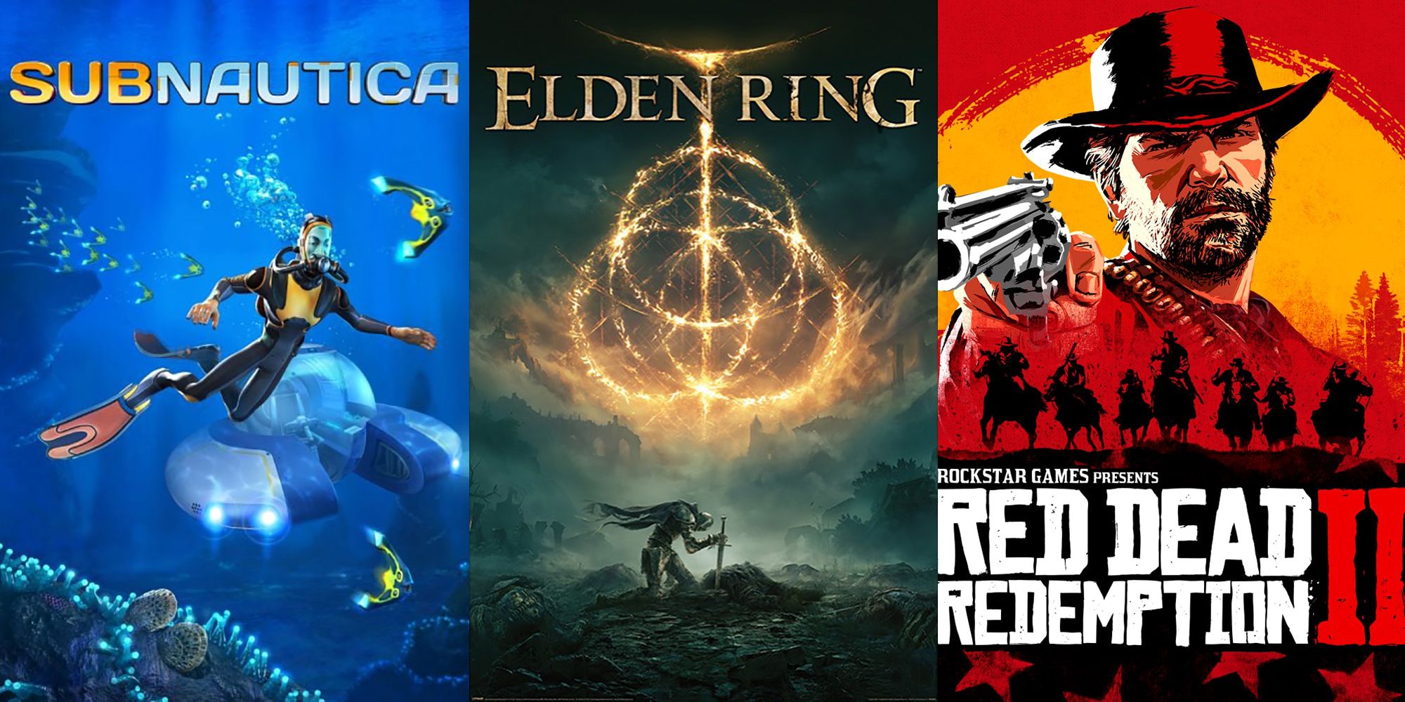 subnautica, elden ring and red dead redemption 2