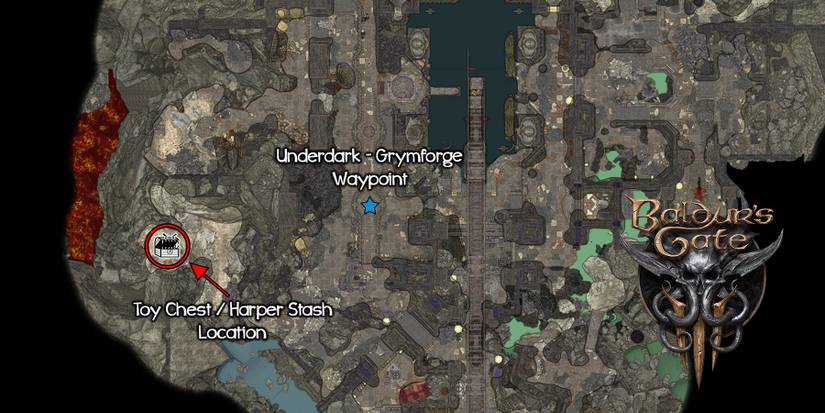 Harper Stash location in Grymforge in Baldur's Gate 3.
