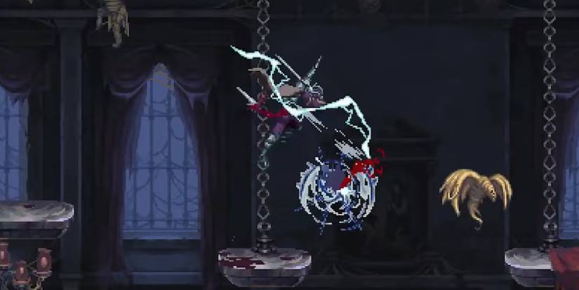 Blasphemous 2 - Player Slashing Basic Enemy With Lightning Infused Weapons