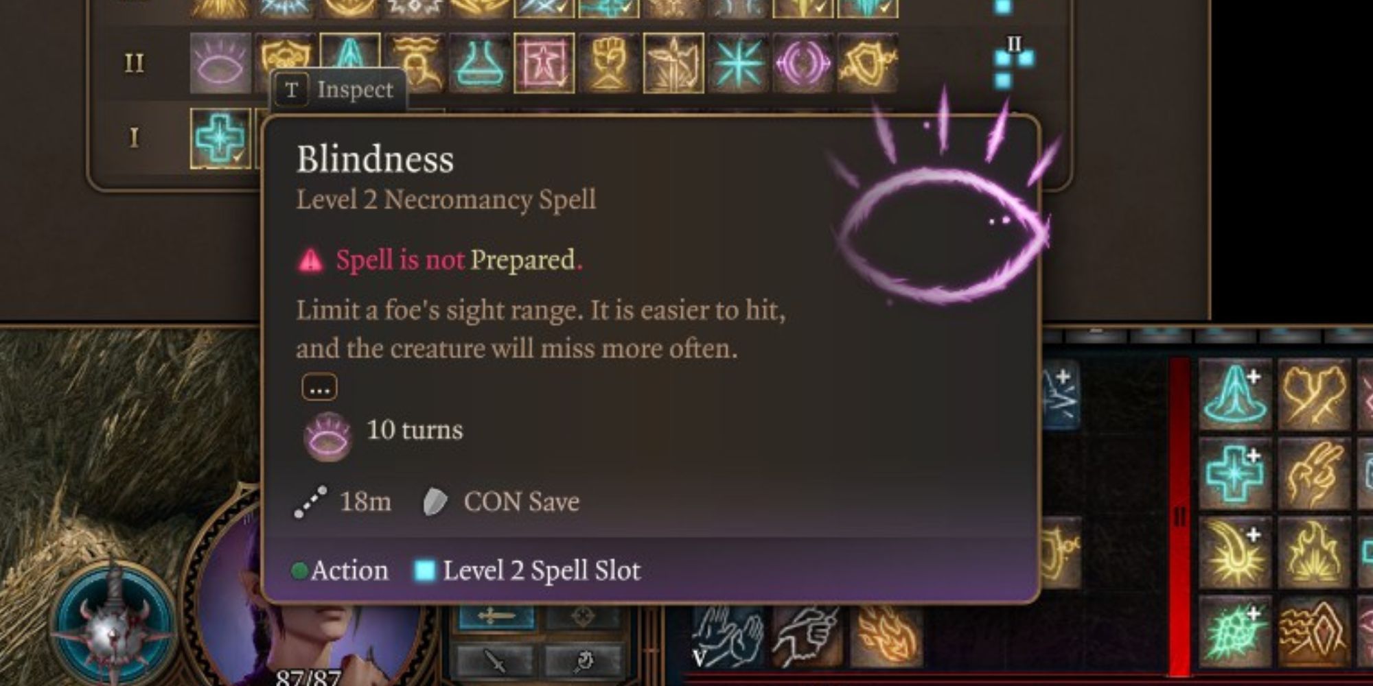 Blindness spell in Baldur's Gate 3
