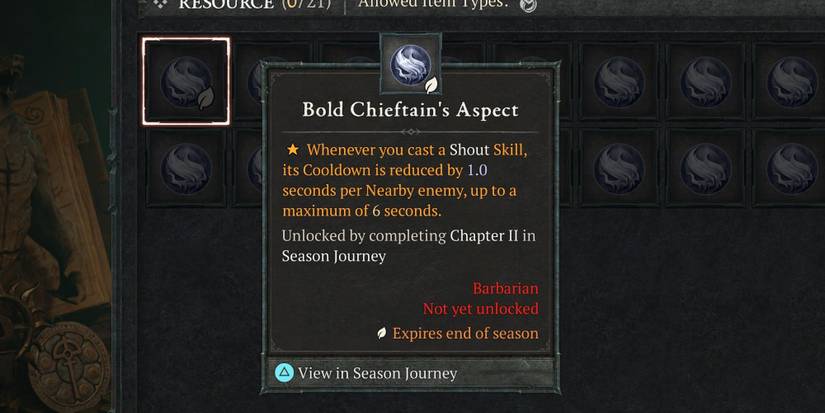 The Bold Chieftain's Aspect in Diablo 4
