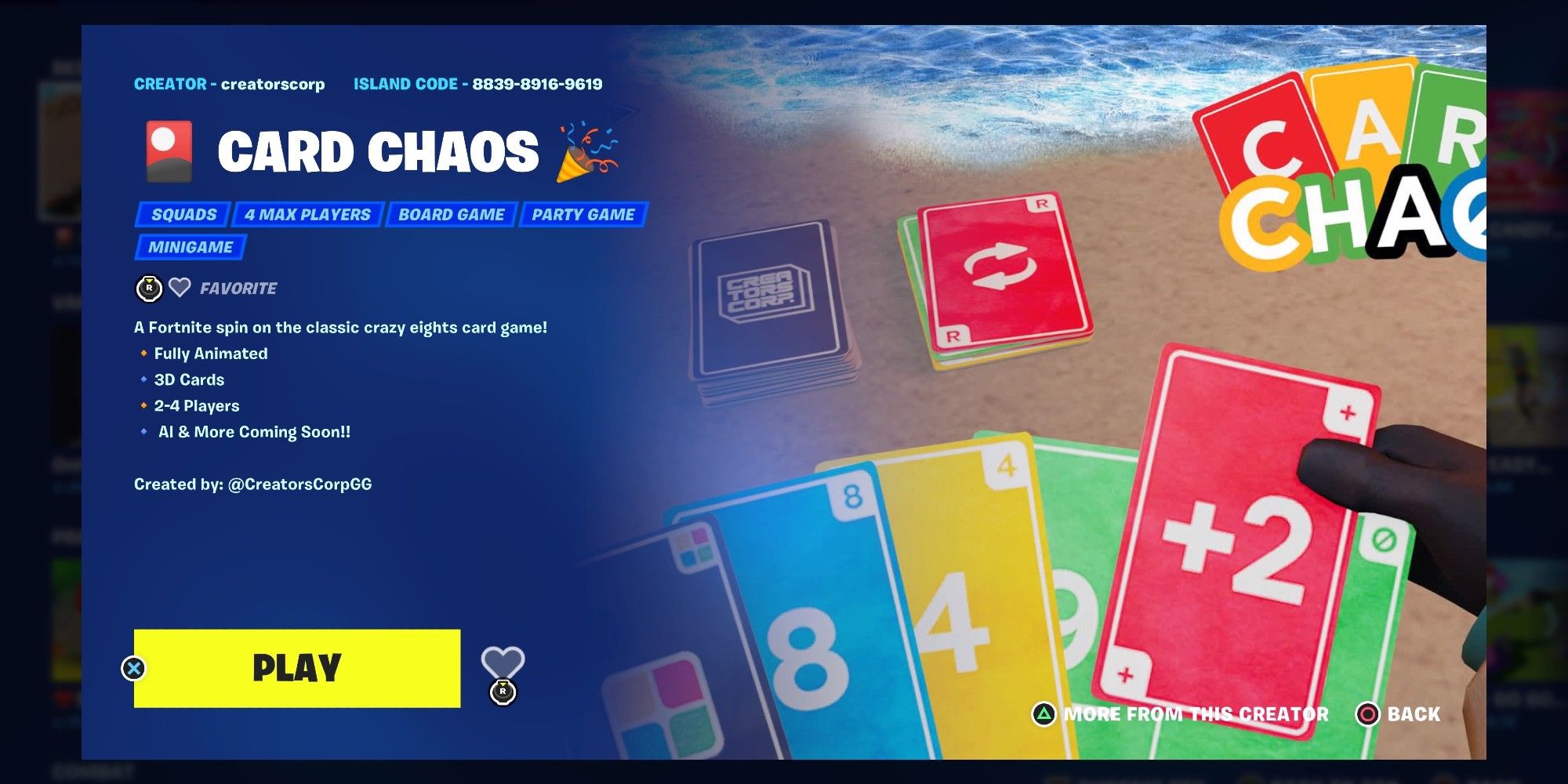 card chaos map on fortnite