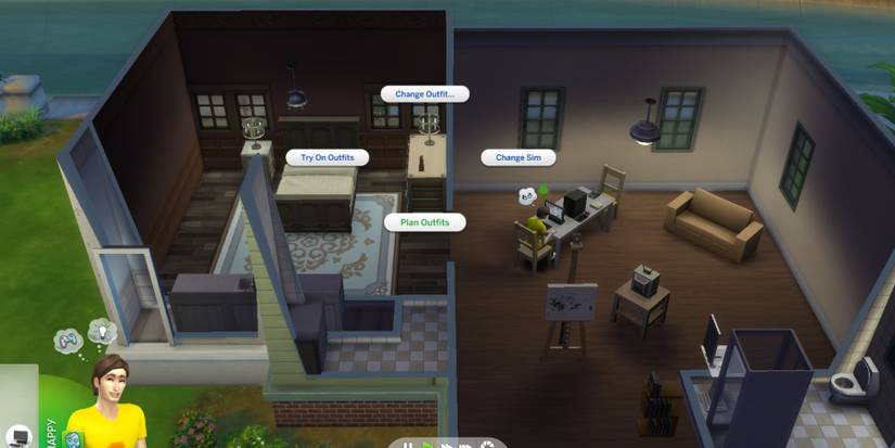 a sim working on computer in sim s4