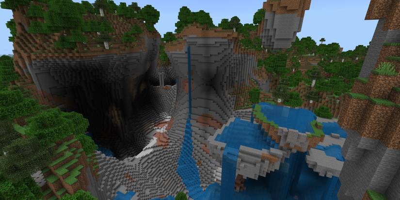 Minecraft waterfall cave