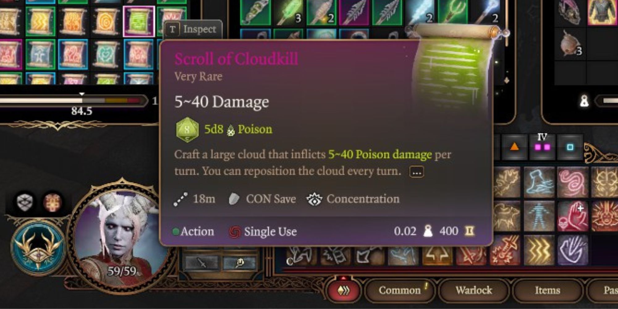 A scroll of Cloudkill in Baldur's Gate 3