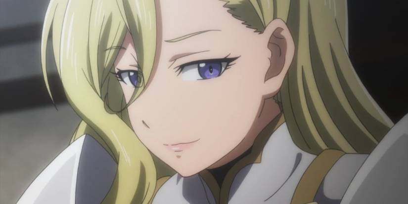 Female Knight Smiling At Heavy Warrior In Goblin Slayer