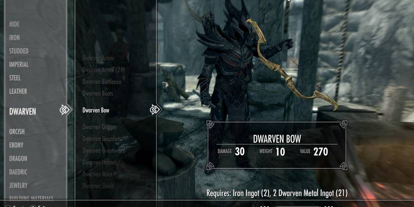 daedric dragonborn crafting dwarven bows