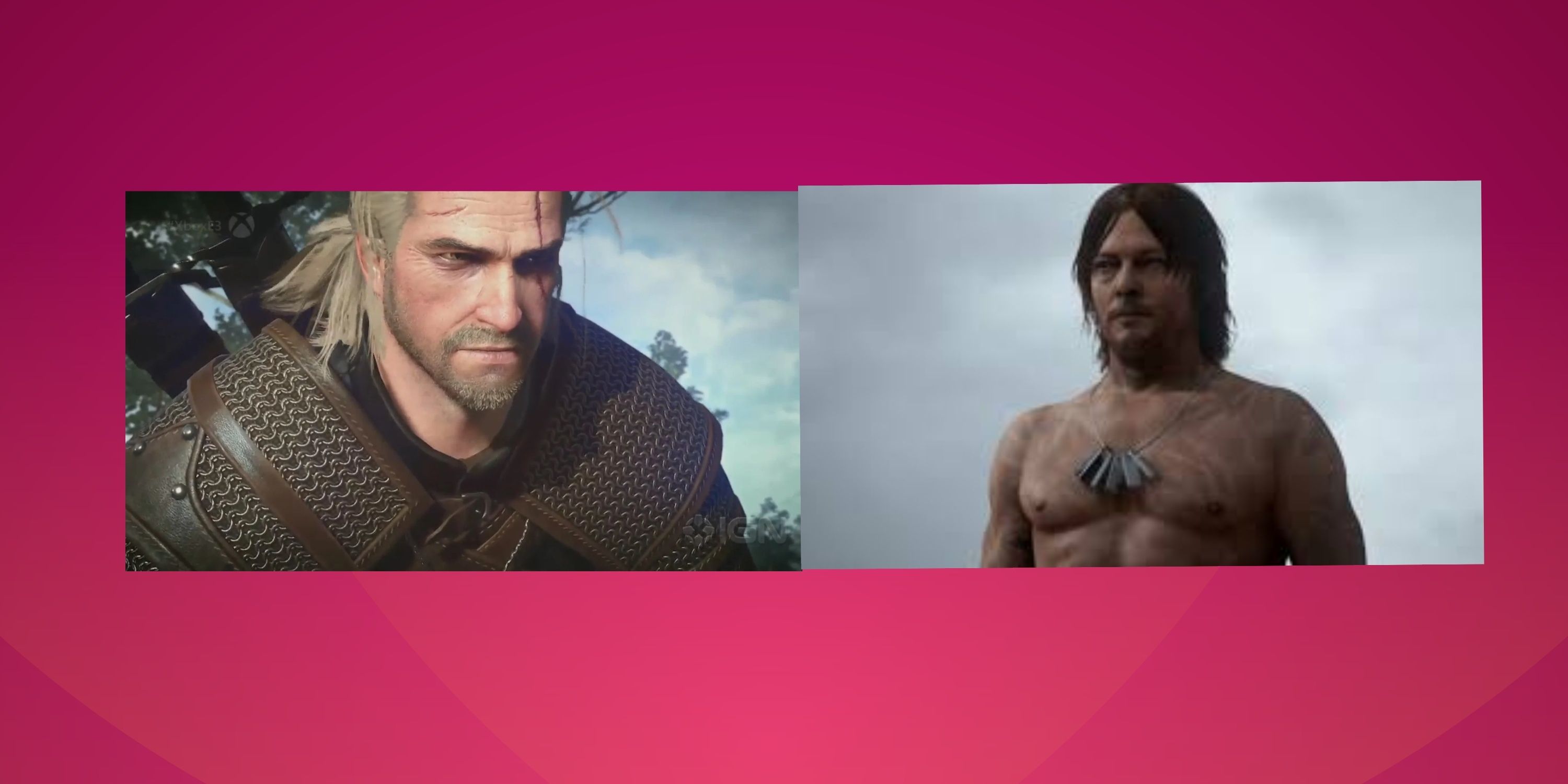 Geralt of Rivia and Norman Reedus stare each other down 