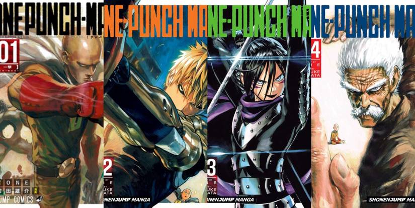 One Punch Man manga covers 1-4