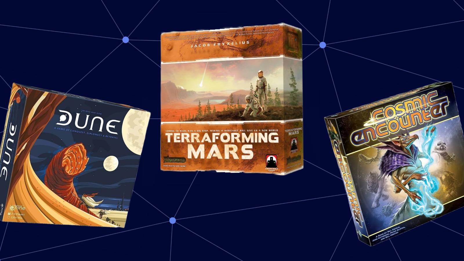 Best Sci-Fi Board Games Of All Time Featured Image - various boxes