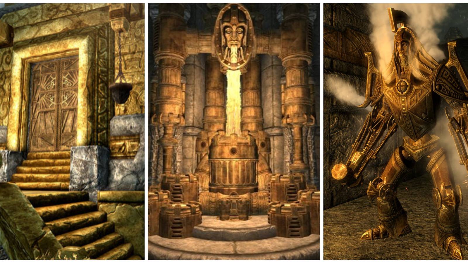 dwarven ruins and dwarven automaton in skyrim