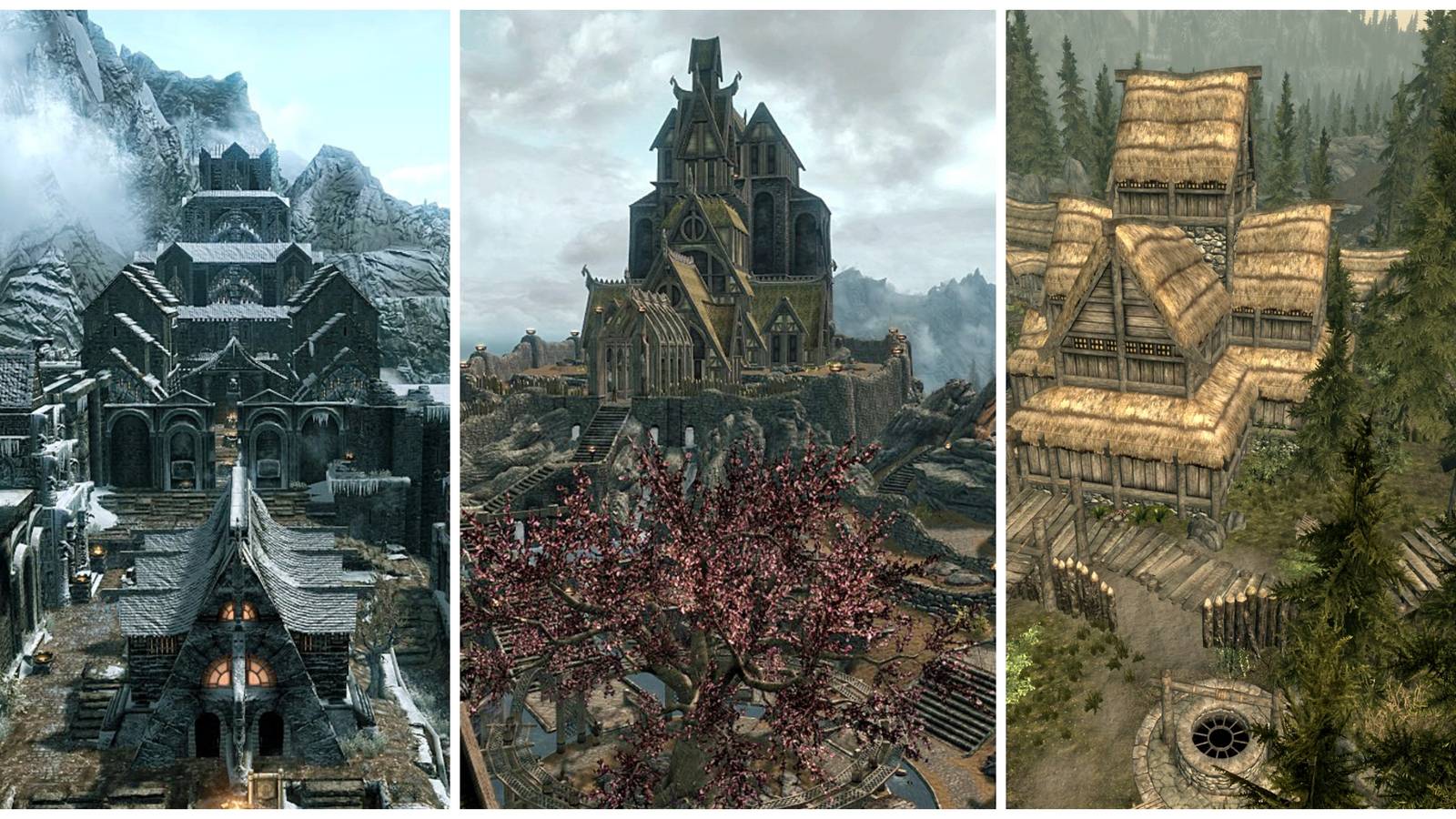 windhelm, whiterun, falkreath cities in skyrim