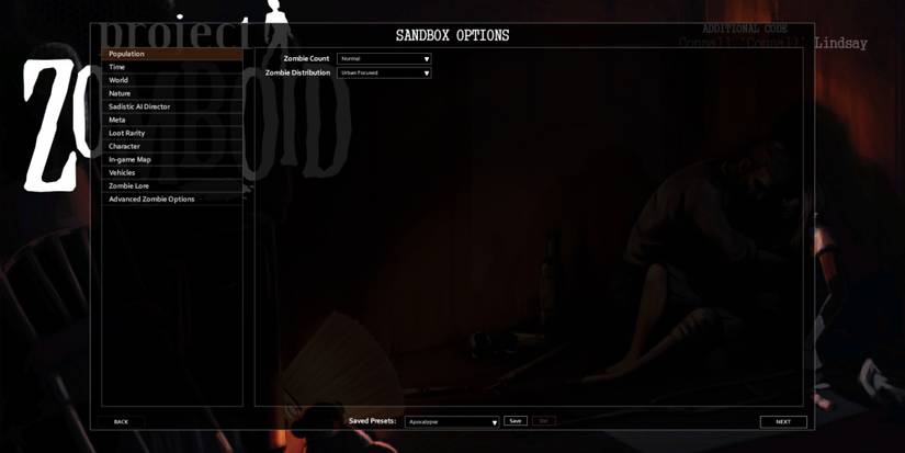 project zomboid customization sandbox options