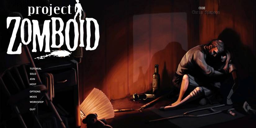 main menu screen for project zomboid