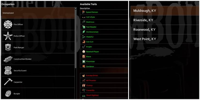 project zomboid customization options for occupation job and location zone