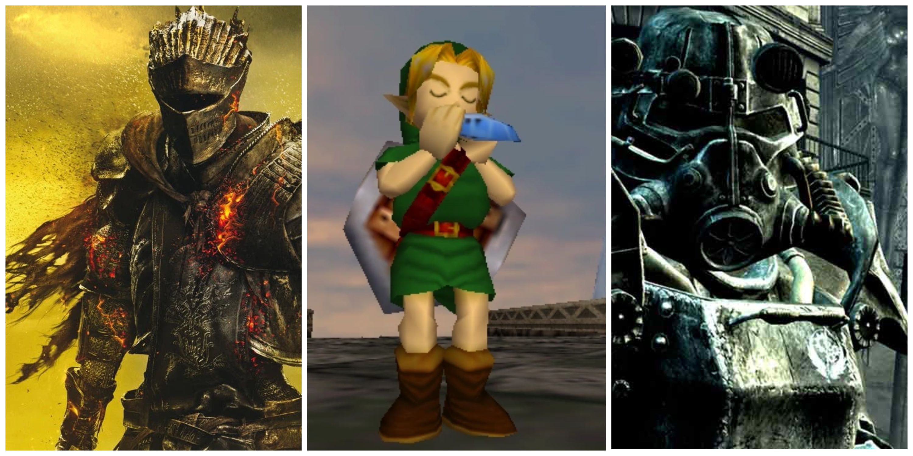dark souls 3 soul of cinder, ocarina of time link, power armor fallout 3