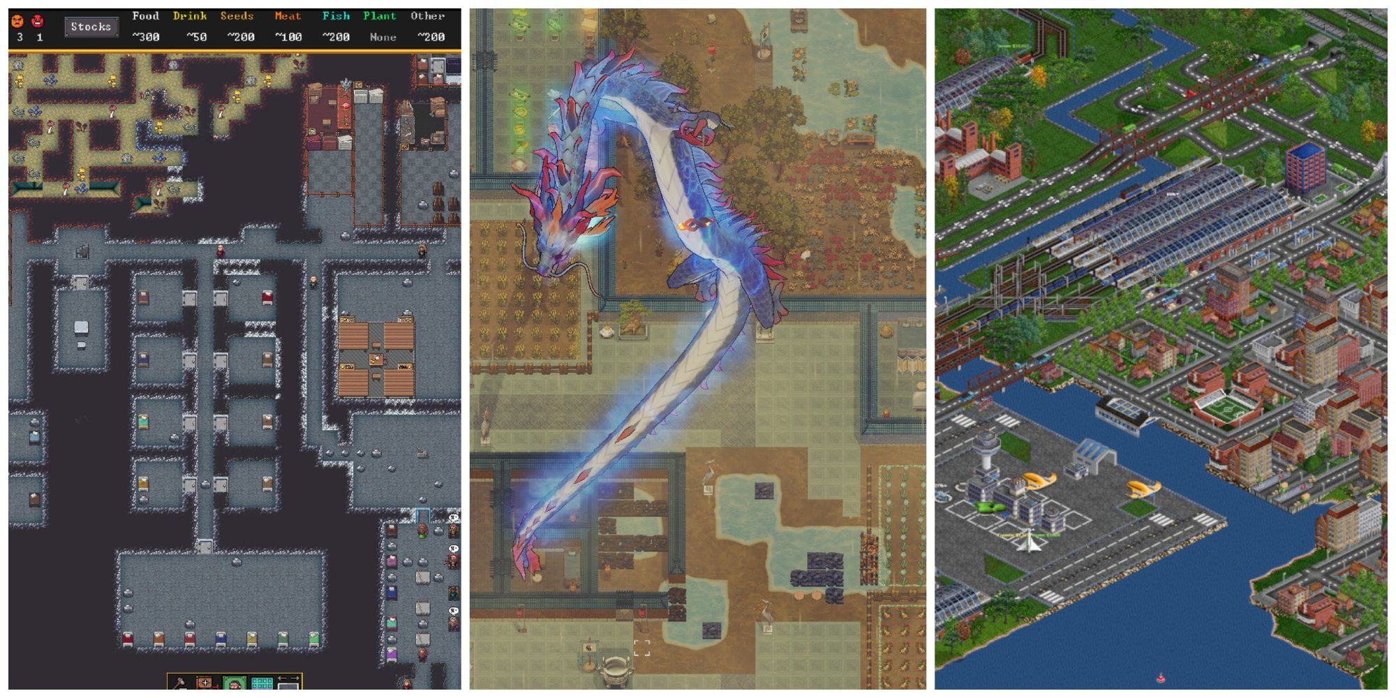 Imagem em destaque de jogos de gerenciamento complexo - várias capturas de tela