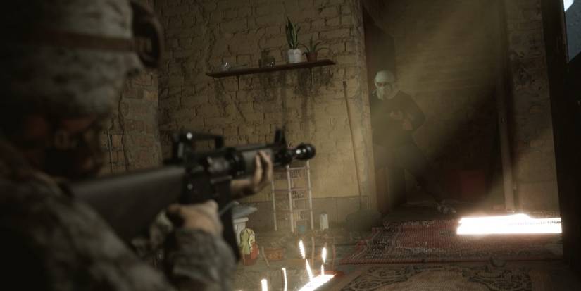 an assist soldier with the m16 attacking someone