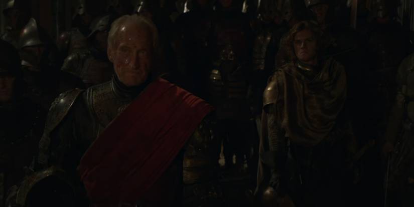 Tywin Lannister and Ser Loras Tyrell in Game of Thrones. 
