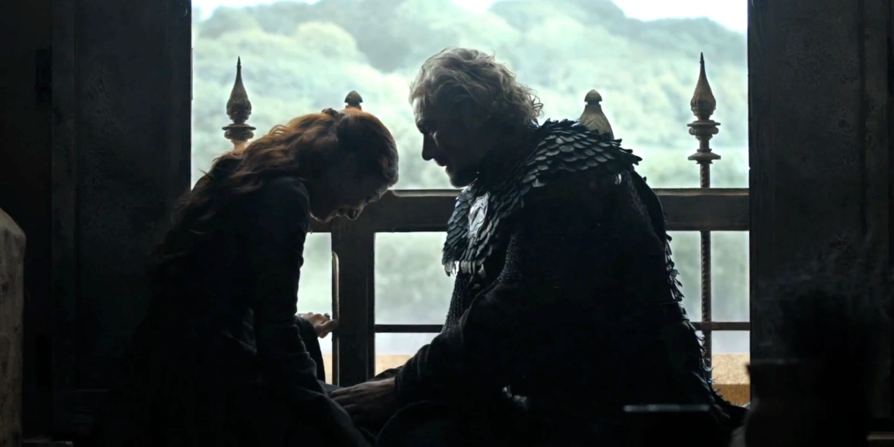 Catelyn and her uncle Brynden Tully in Game of Thrones.
