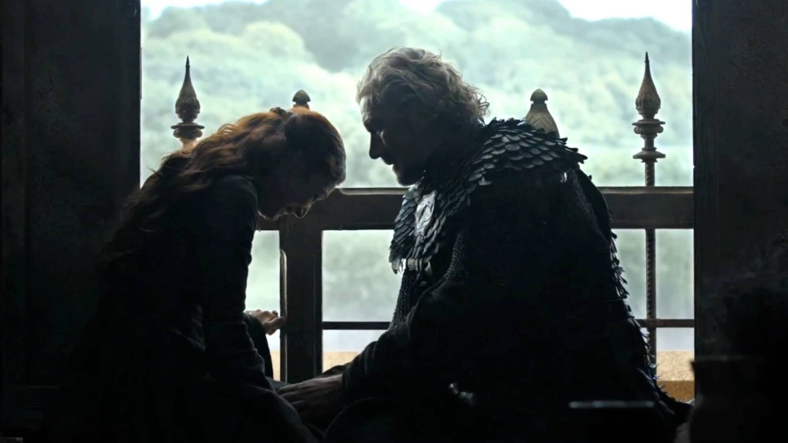 Catelyn and her uncle Brynden Tully in Game of Thrones.