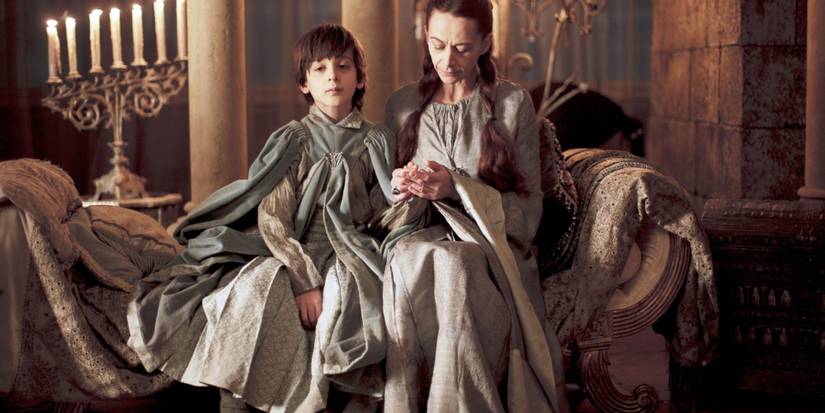 Robin and Lysa Arryn in Game of Thrones.