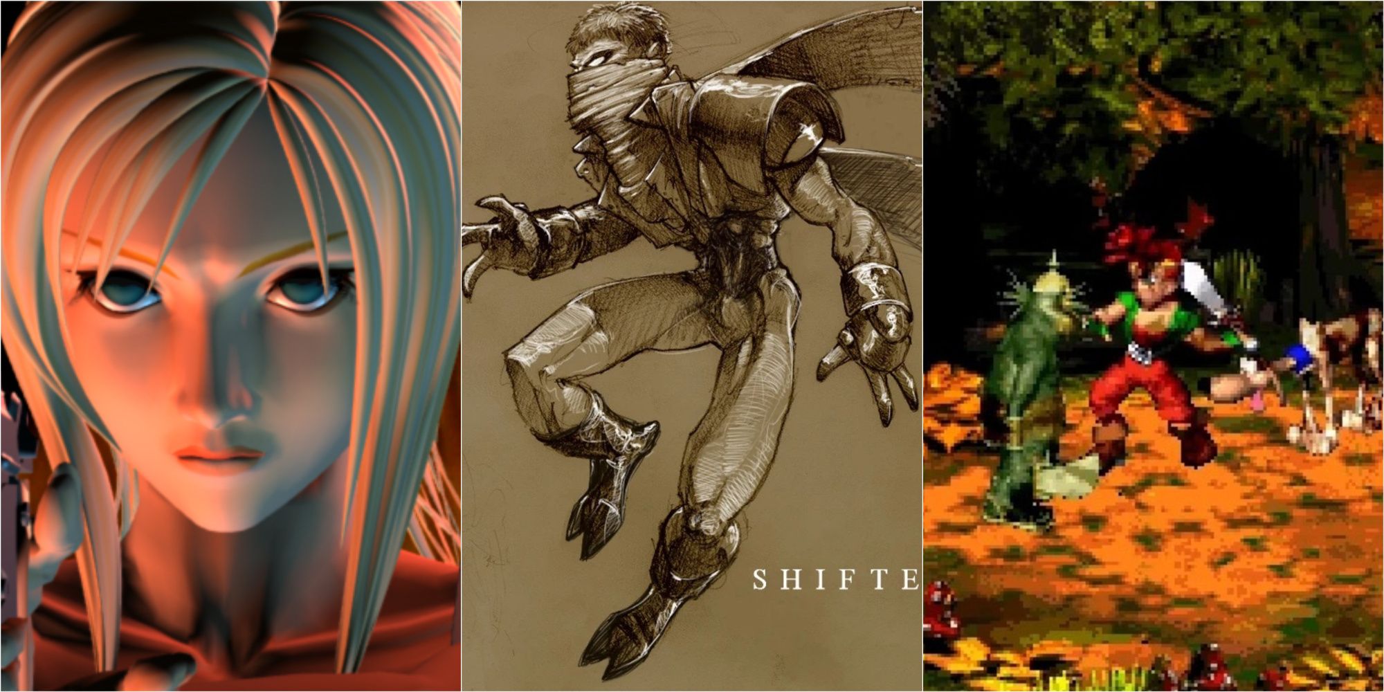 a collage image of aya from parasite eve, concept art of shifter and dream
