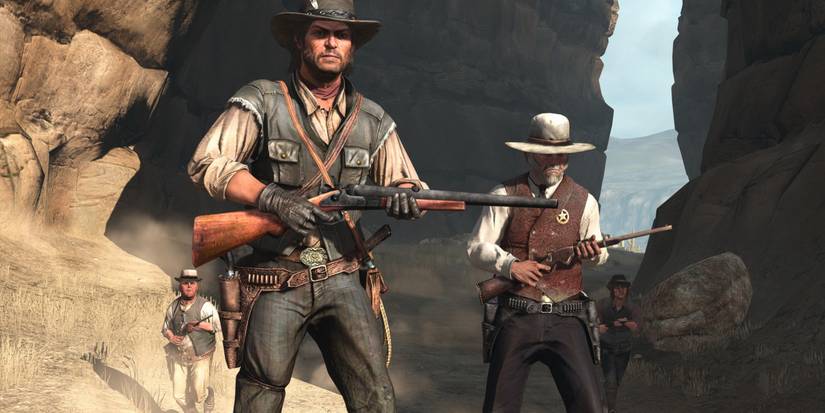 john marston with sheriff and deputies
