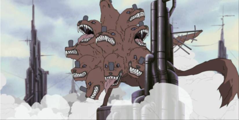 The Giant Multi-Headed Dog Roaming Through The Rain Village In Naruto