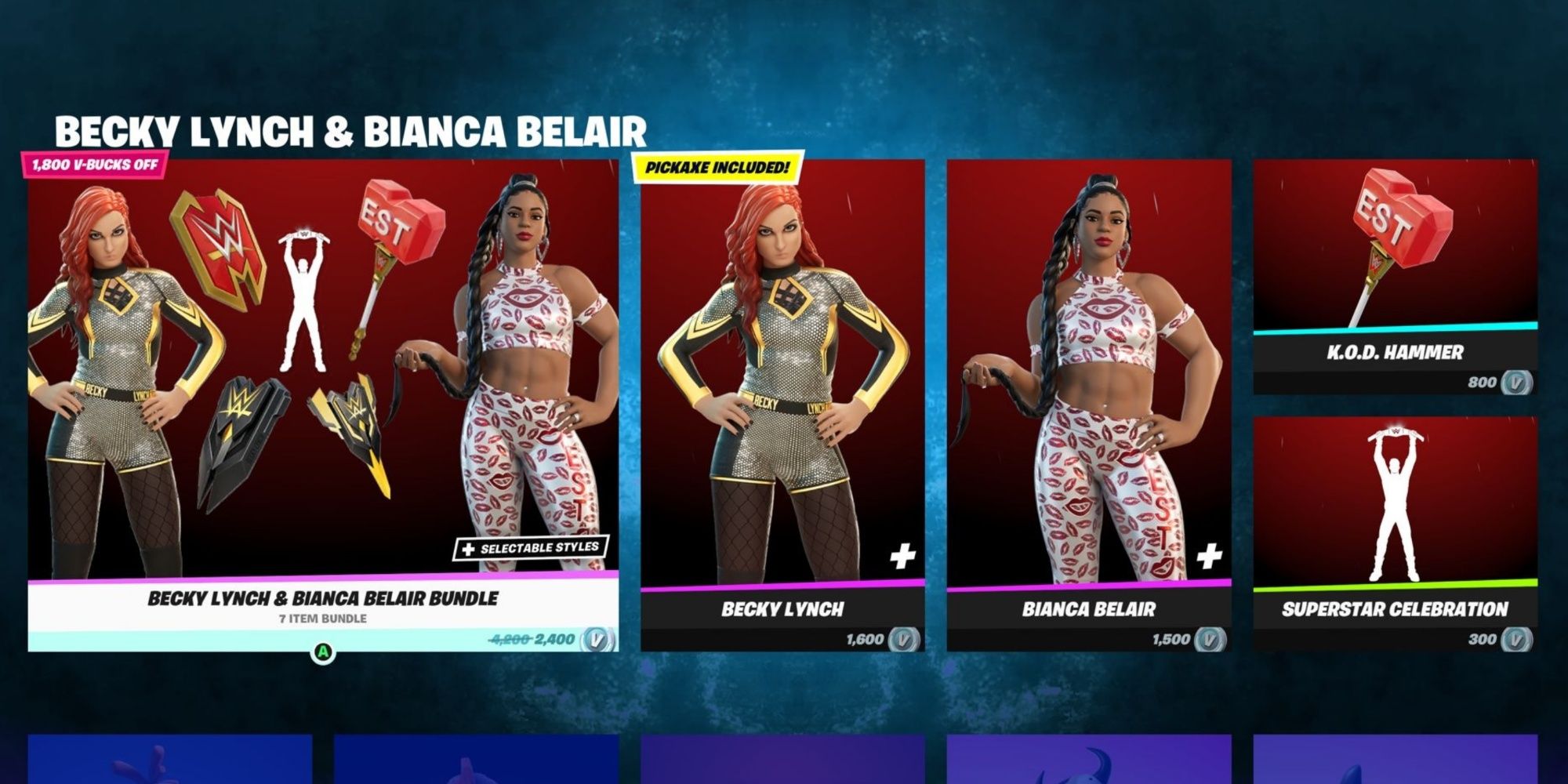 Fortnite WWE Bianca Belair and Becky Lynch Skins, Emote and All Cosmetics  showcase 