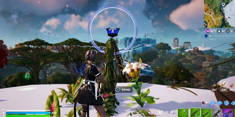 purple hex token on a vine rail