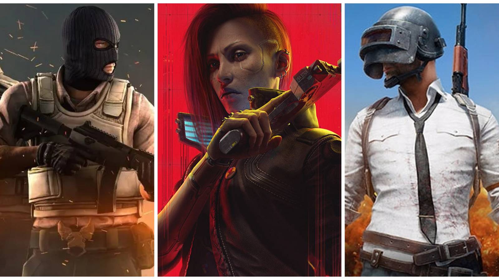 CS: GO, cyberpunk 2077, PUBG