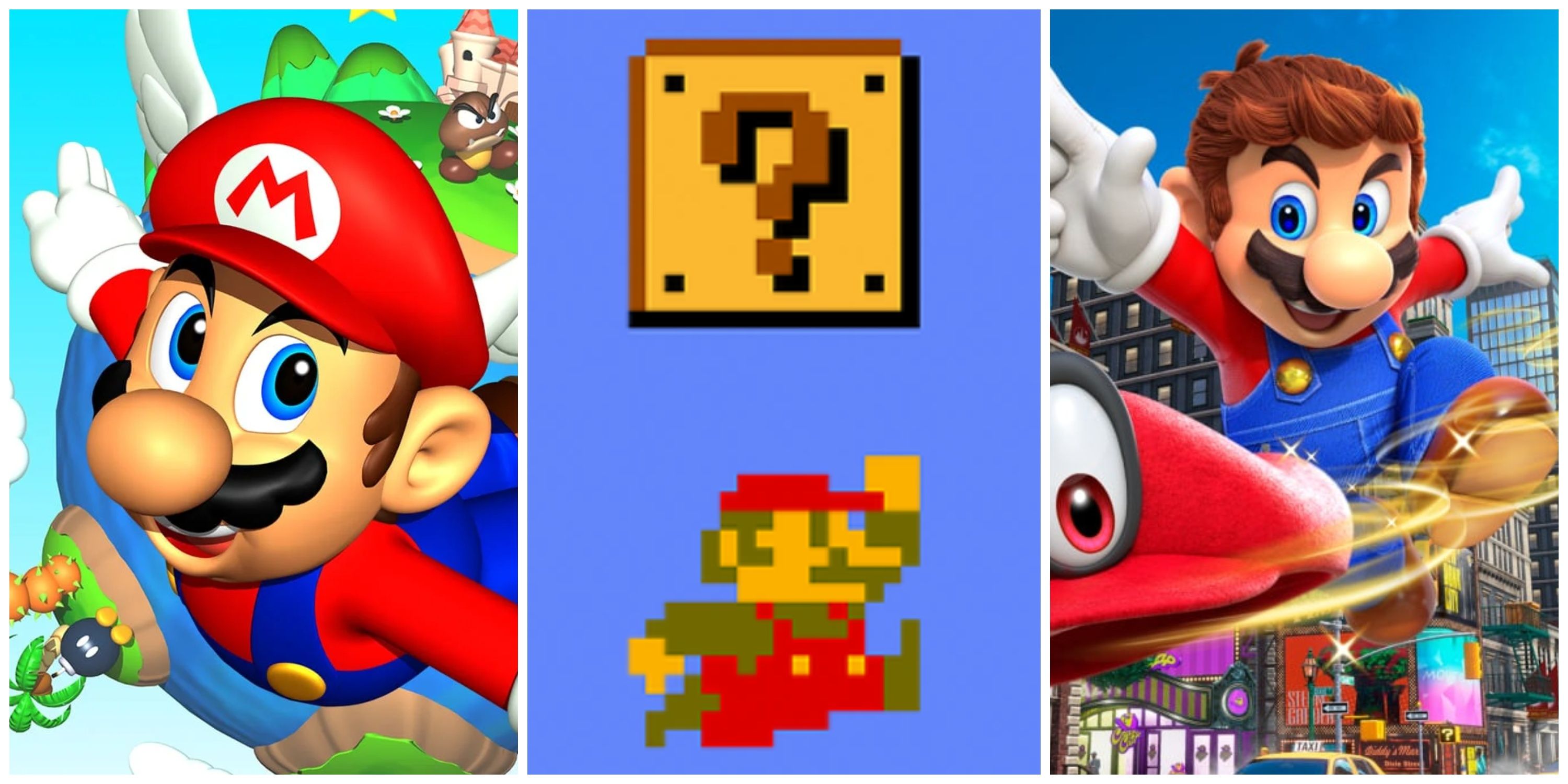 mario 64, mario odyssey, super mario bros original