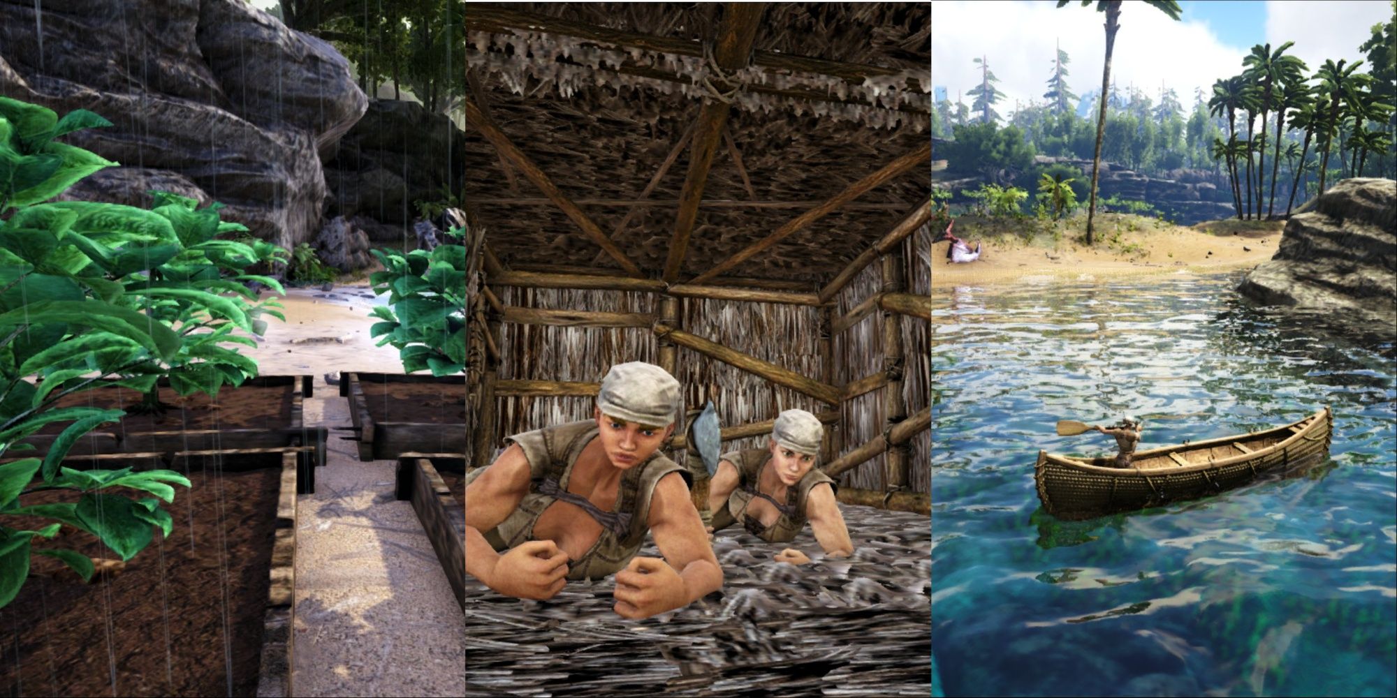 Planters, players and canoe in Ark Survival Evolved