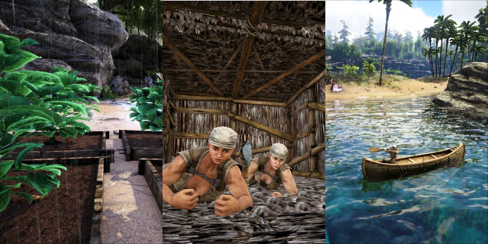 Planters, players and canoe in Ark Survival Evolved