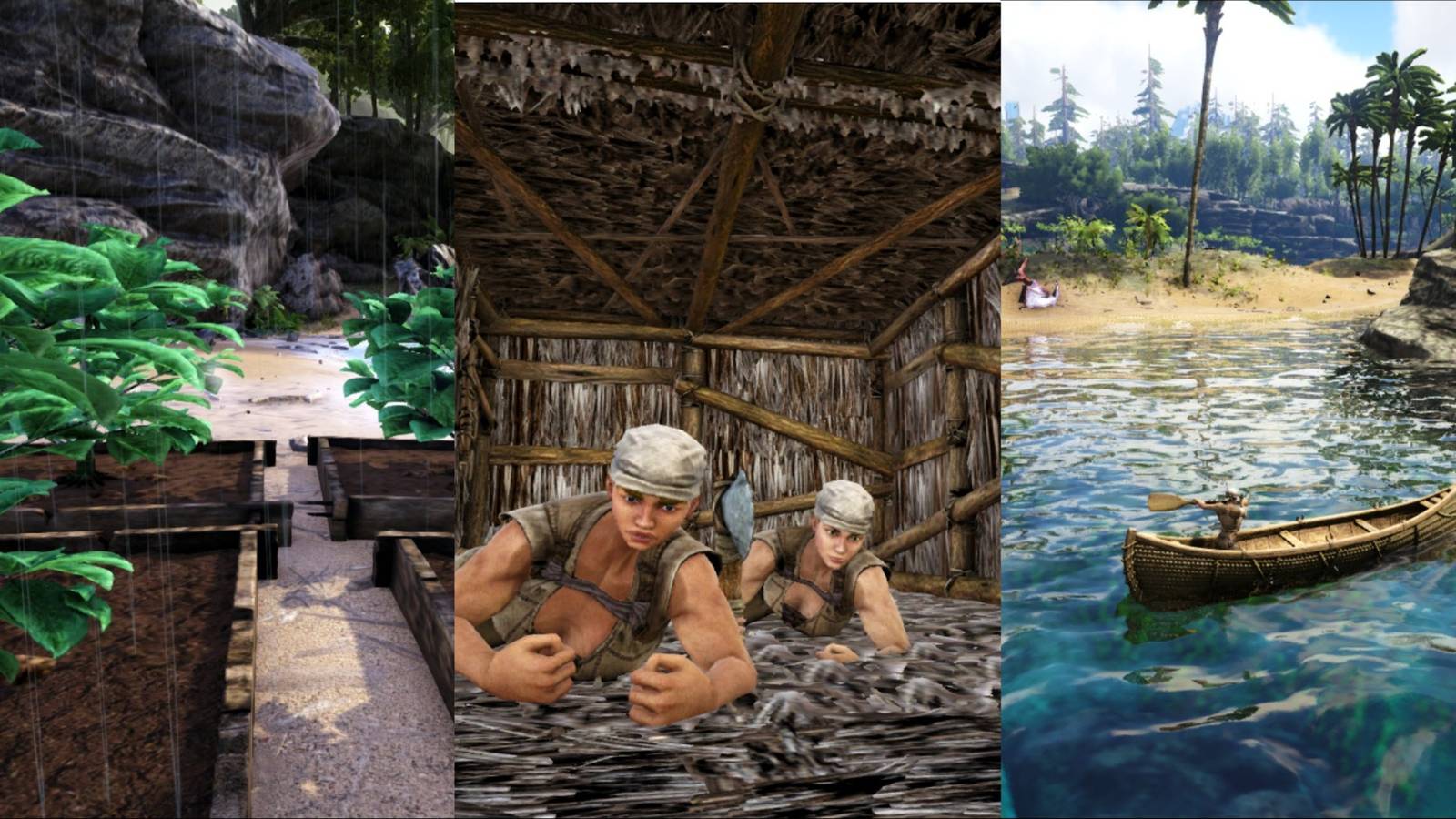 Planters, players and canoe in Ark Survival Evolved