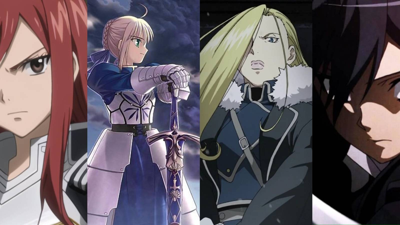 Erza, Saber, Oliver, Akame