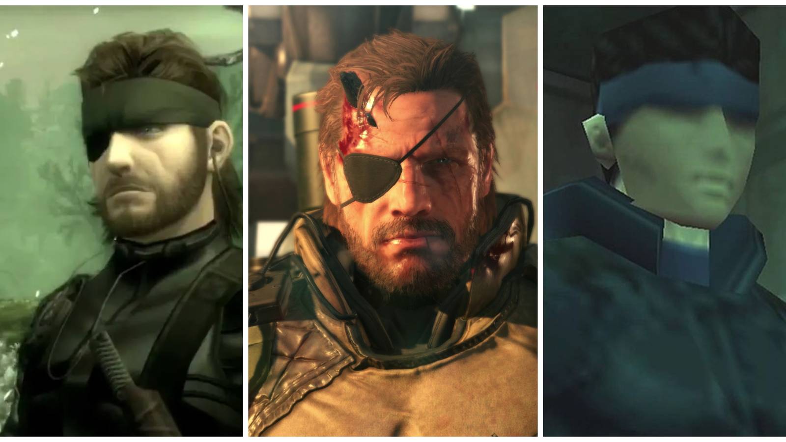 naked venom, venom snake and solid snake collage