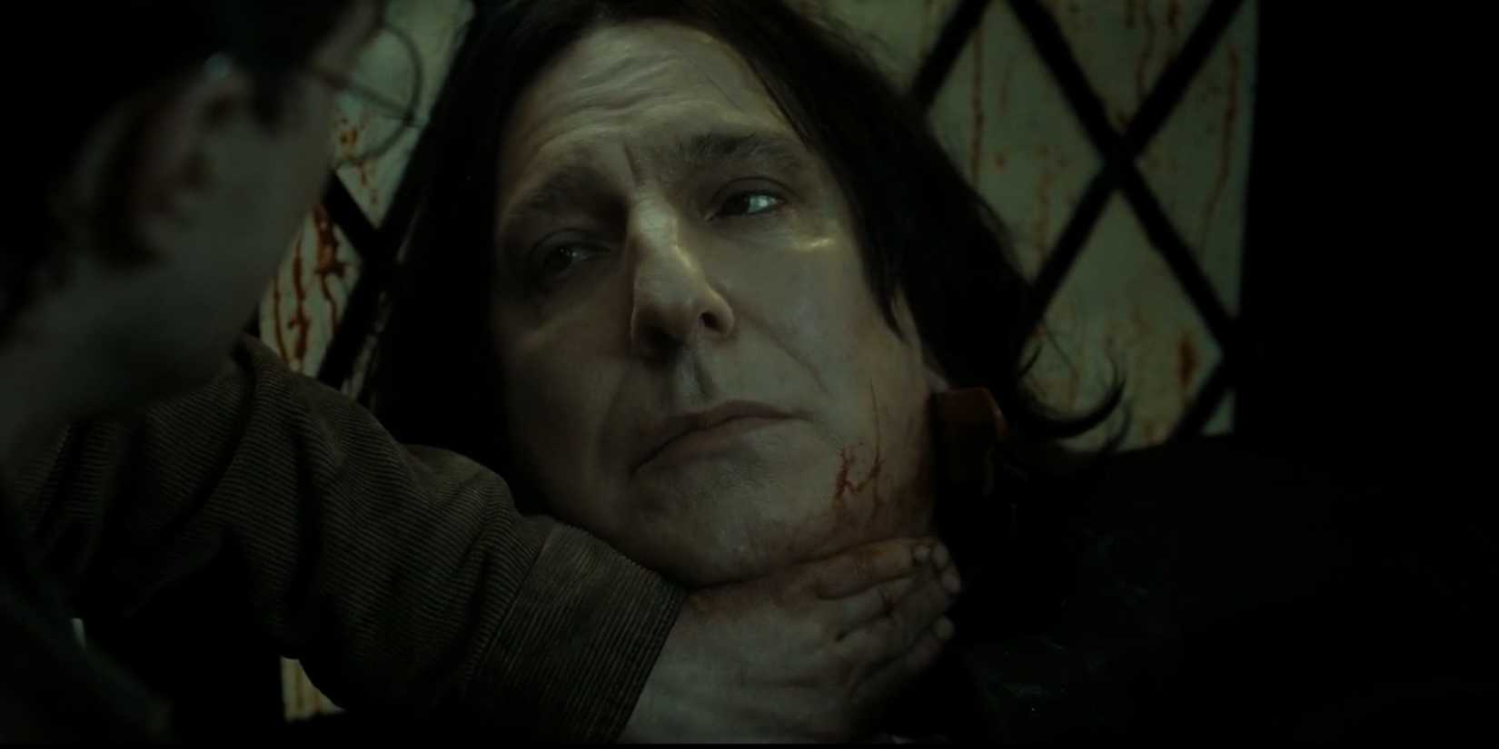 Harry looks at the dying Snape in Harry Potter and the Deathly Hallows: Part 2.