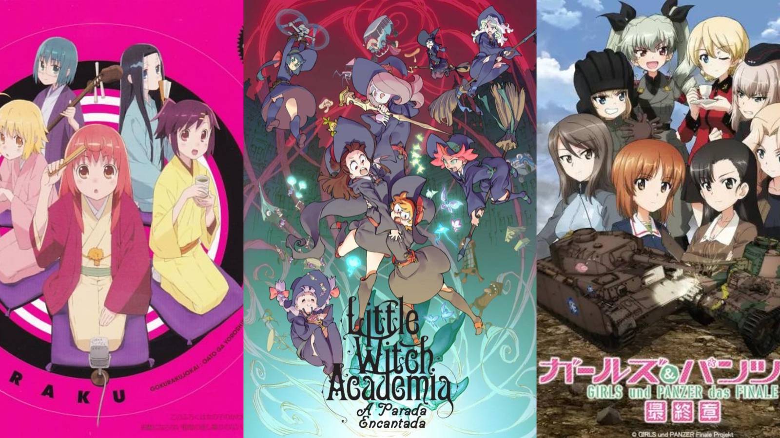 Joshiraku, Little Witch Academia and Girls Und Panzer
