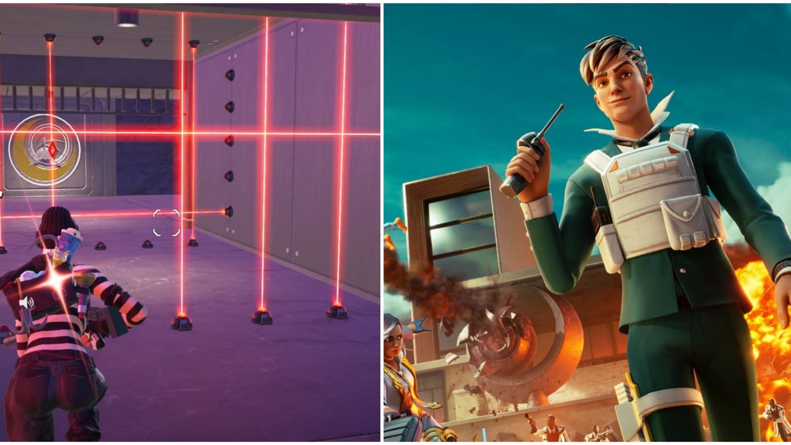 character walking through lasers and nolan chance c4