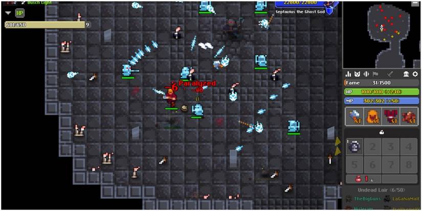 Hillbilly Warrior fights the ghost minions surrounding Septavius.