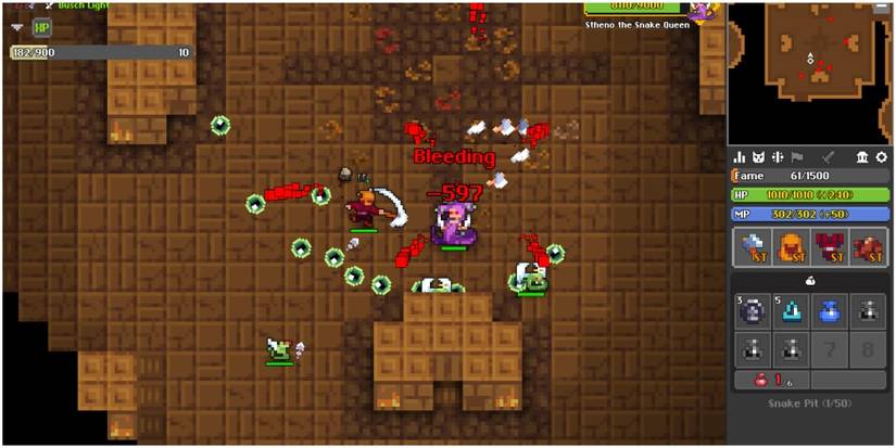 Hillbilly Warrior fights Stheno the Snake Queen in her throne room in the Snake Pit.