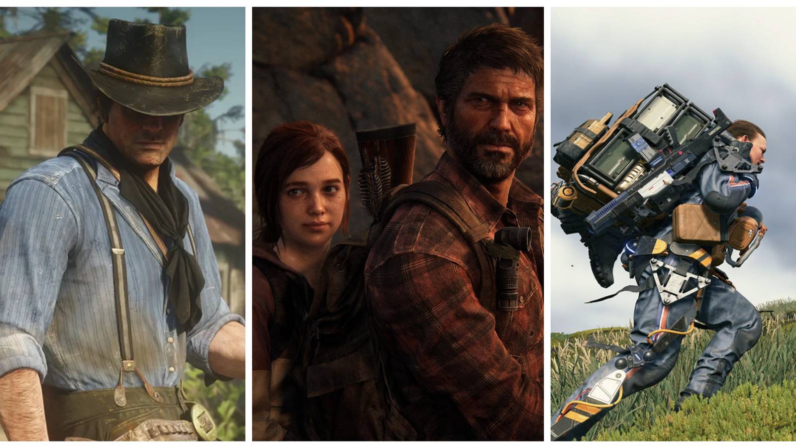 red dead redemption 2, the last of us part 1, death stranding