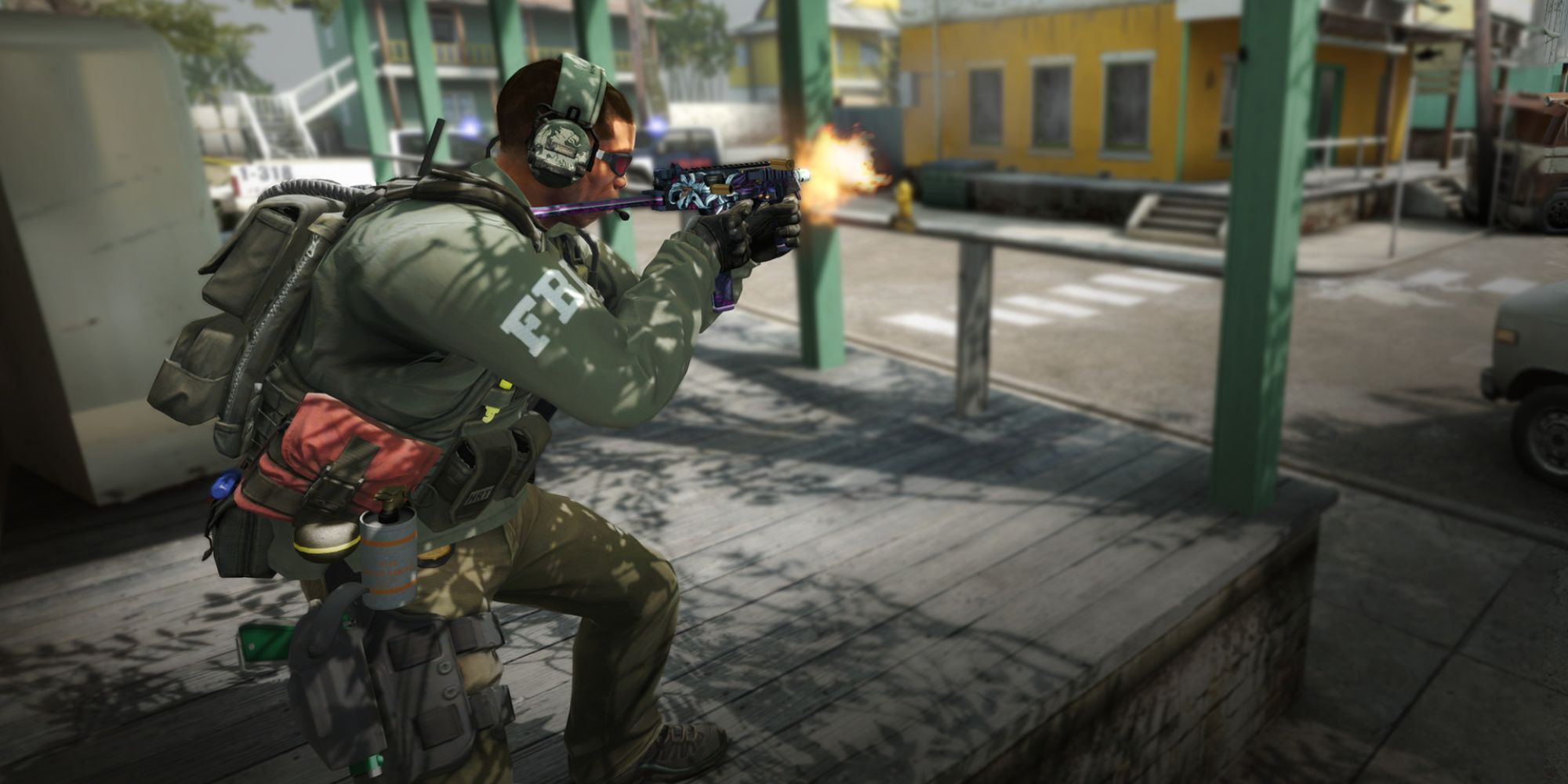 A man shooting in Counter-Strike: Global Offensive