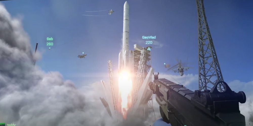 A Rocket Letting Out Smoke While Flying Into The Sky