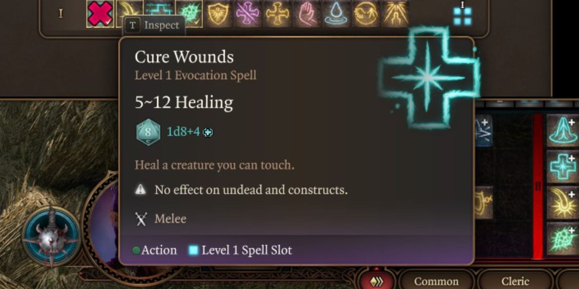 Cure Wounds spell in Baldur's Gate 3